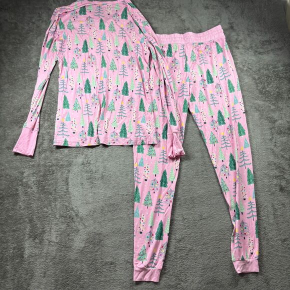 Little Sleepies Women NWT Pajamas Christmas Twinkling Trees New Pink XS I195 - Picture 4 of 11